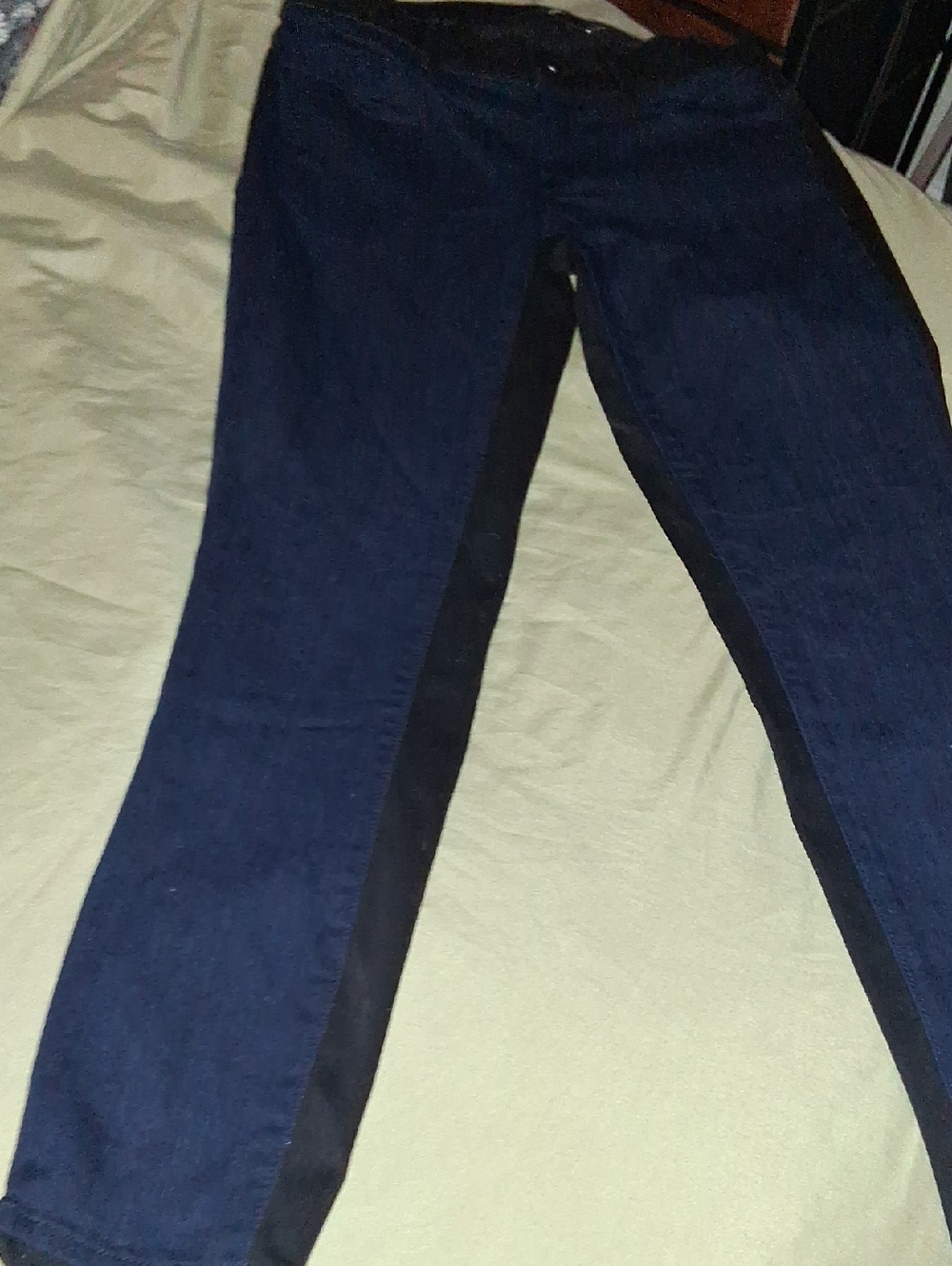Ann Taylor Dark Blue Skinny Jeans with Black Side Stripe